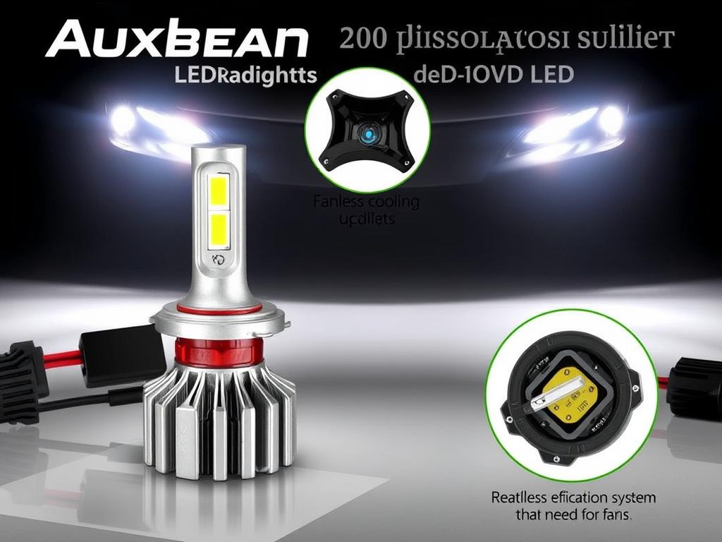 Auxbeam 9005 H11 LED Headlight Bundle for Toyota Prius 2025 showing the fanless cooling system design Auxbeam 9005 H11 LED Headlight Bundle for Toyota Prius 2025 showing the fanless cooling system design