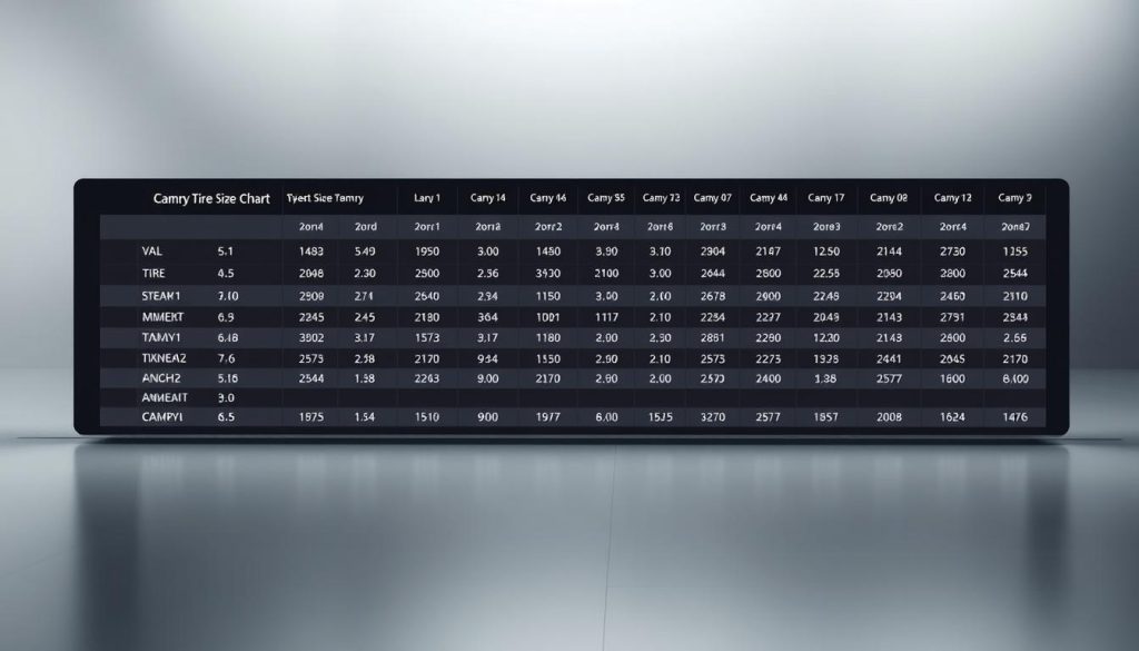 Camry tire size chart
