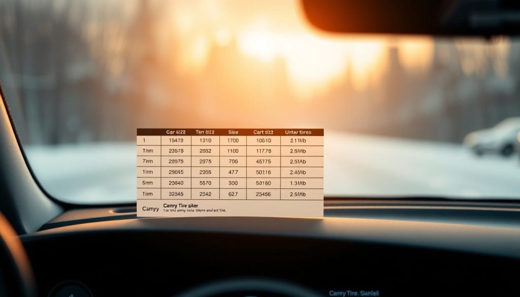 Camry tire size chart