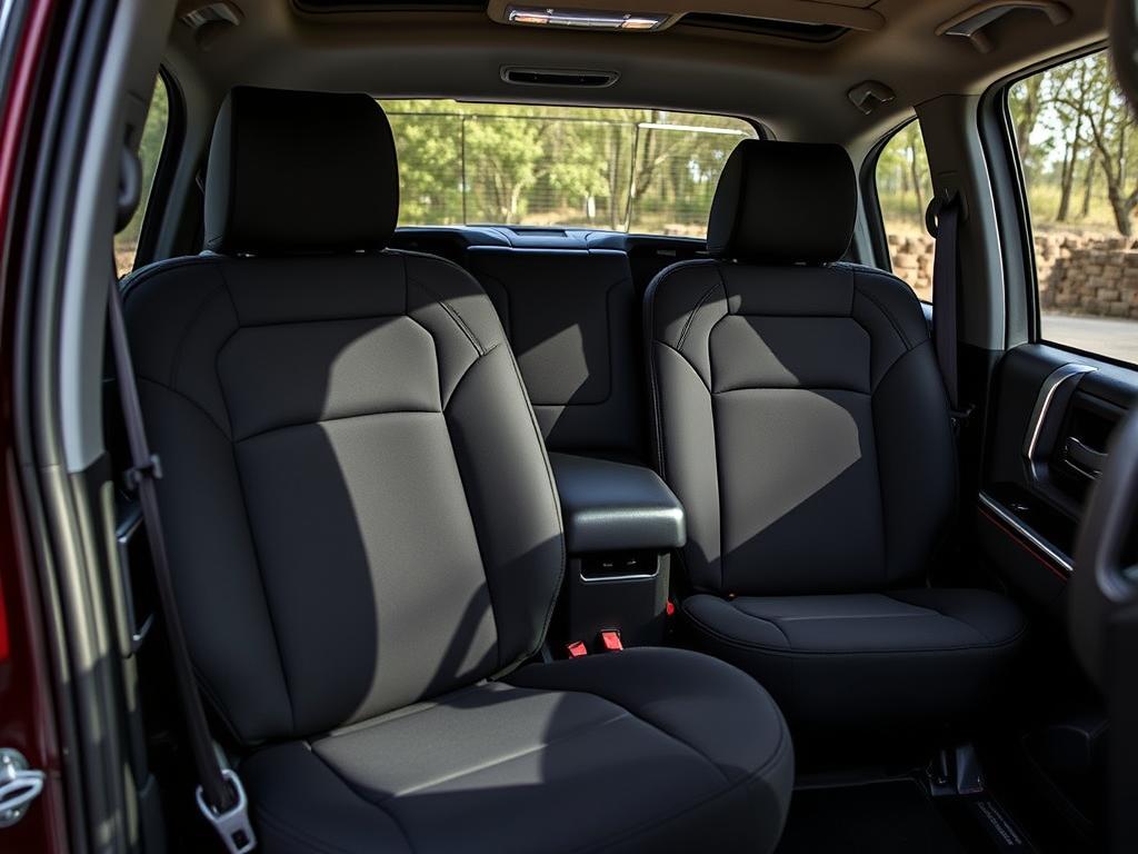 Rough Country Neoprene seat covers installed in a 2025 Toyota Sequoia showing off-road durability features Rough Country Neoprene seat covers installed in a 2025 Toyota Sequoia showing off-road durability features