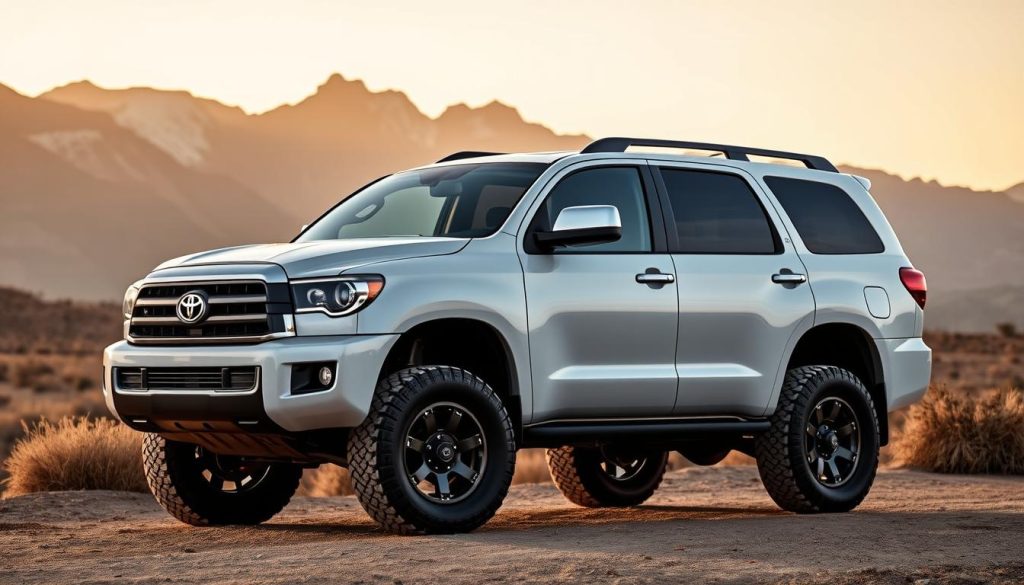 Toyota Sequoia with lift kit in scenic off-road location