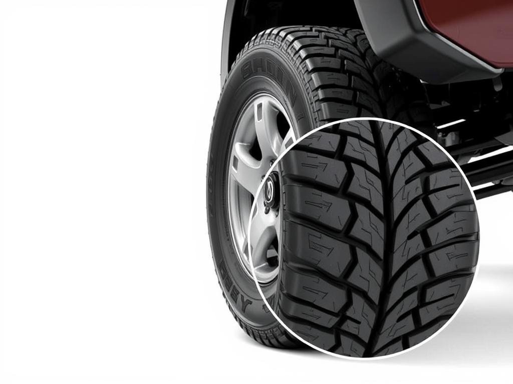Michelin Defender LTX M/S tire showing highway-optimized tread pattern
