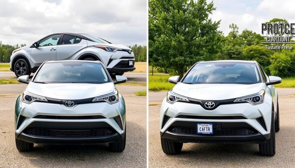 Toyota C-HR with and without lift kit comparison
