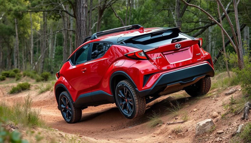 Toyota C-HR with lift kit on off-road trail