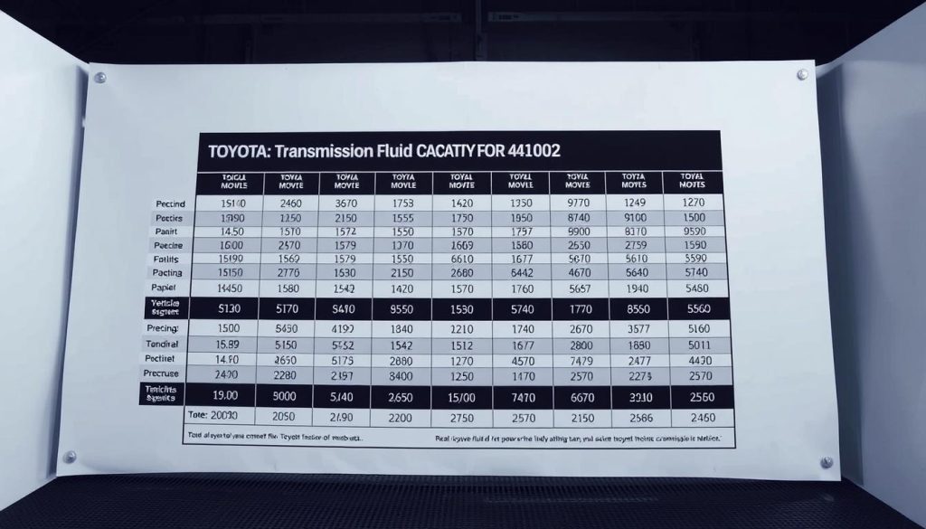 Toyota transmission fluid capacity chart